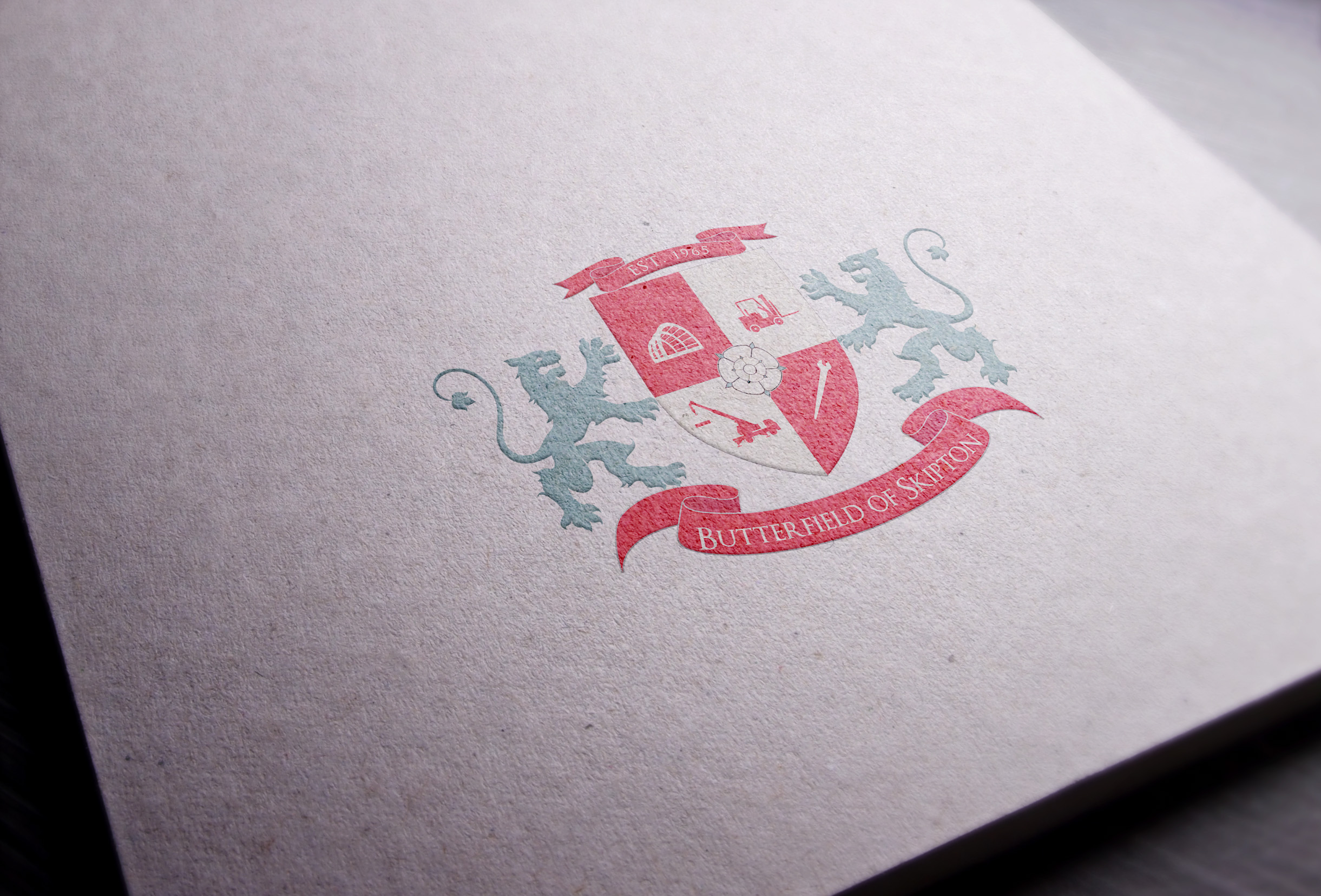 Coat of arms created for the Butterfield of Skipton, English heavy industry company.
