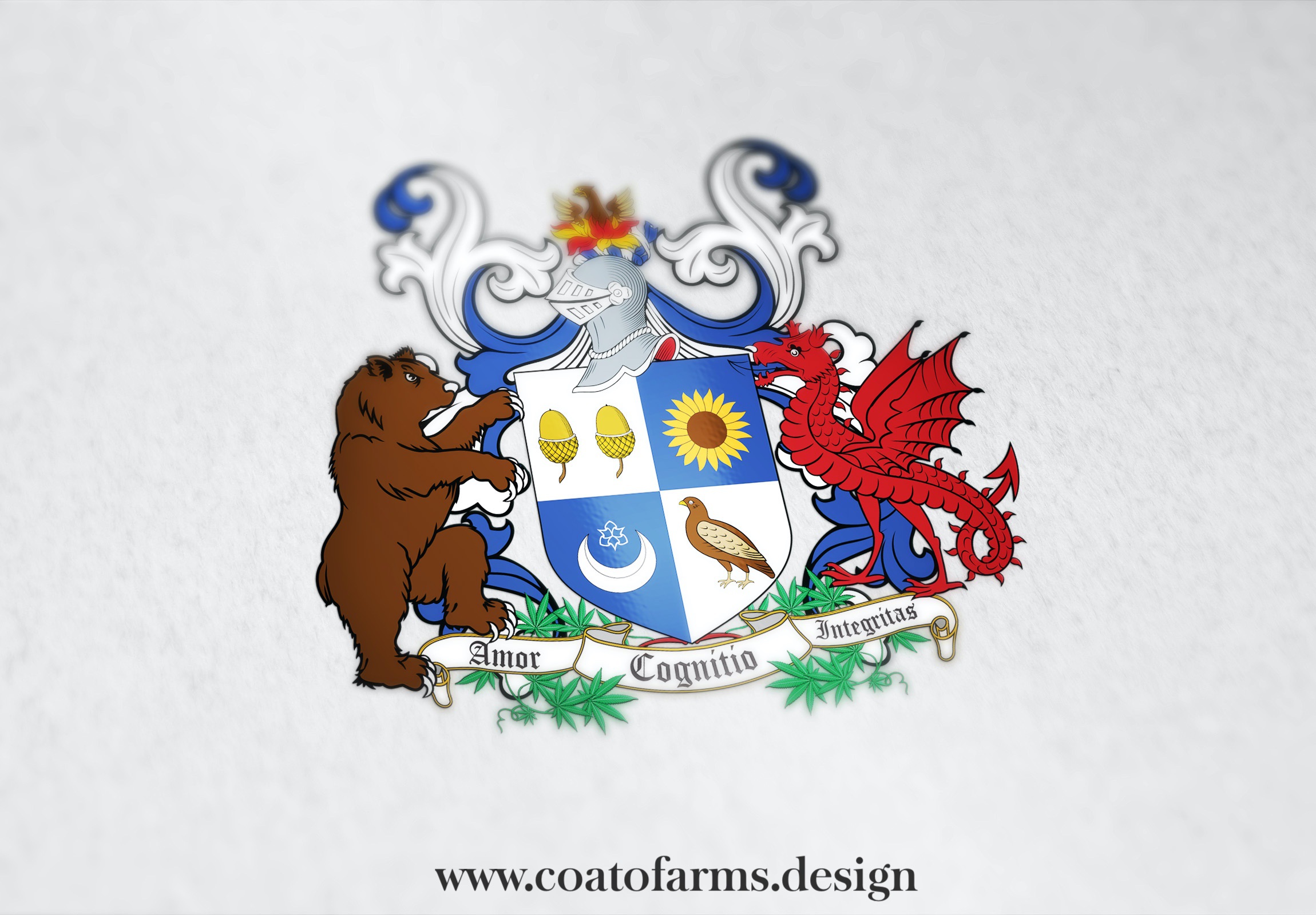 Coat of arms I designed for a client from the United Kingdom, with a red wyvern