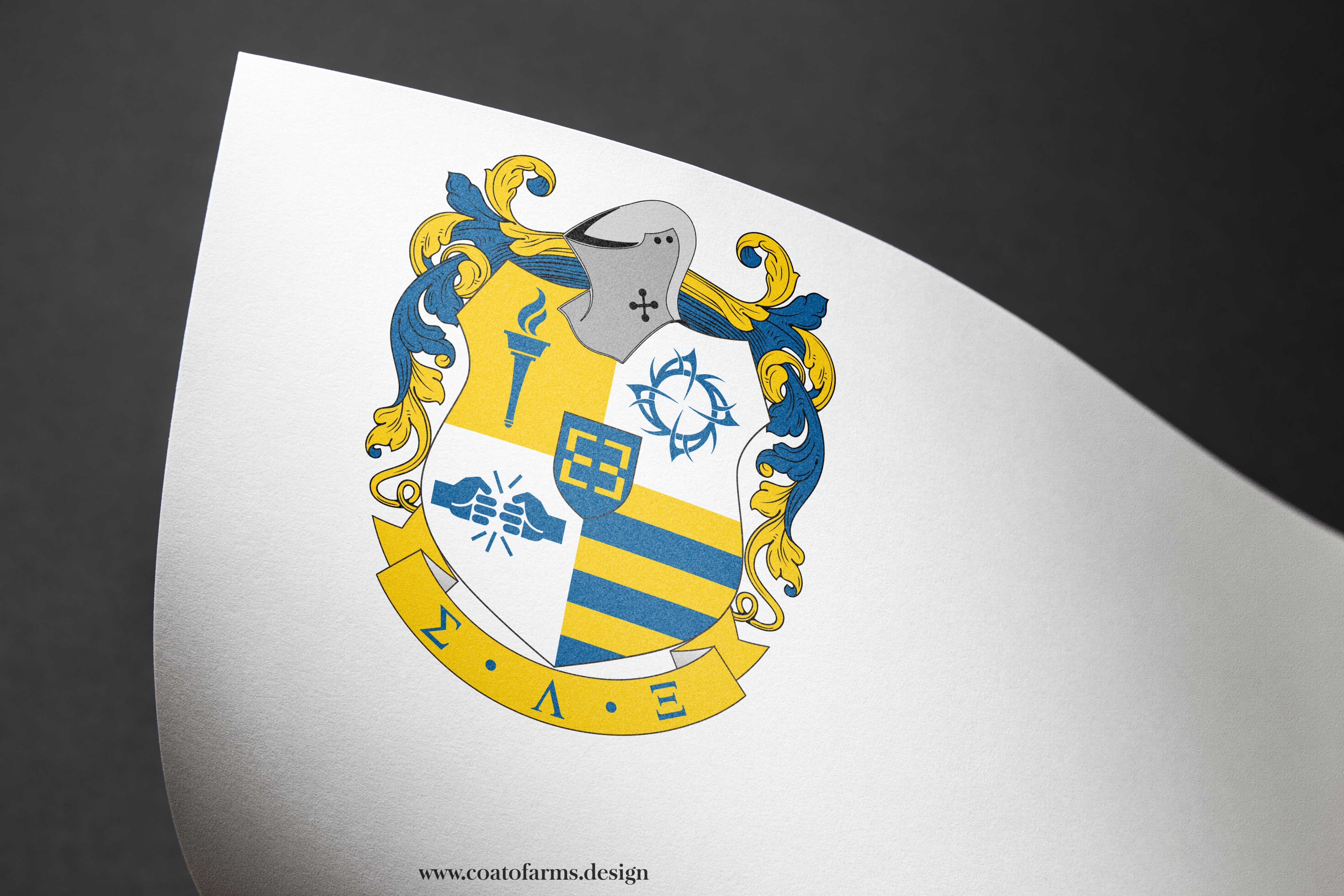 Modern coat of arms (emblem) I designed for a Kappa Xi Lambda fraternity from the USA