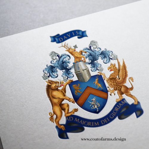 Coat of arms (family crest) I digitally painted for a family from the USA