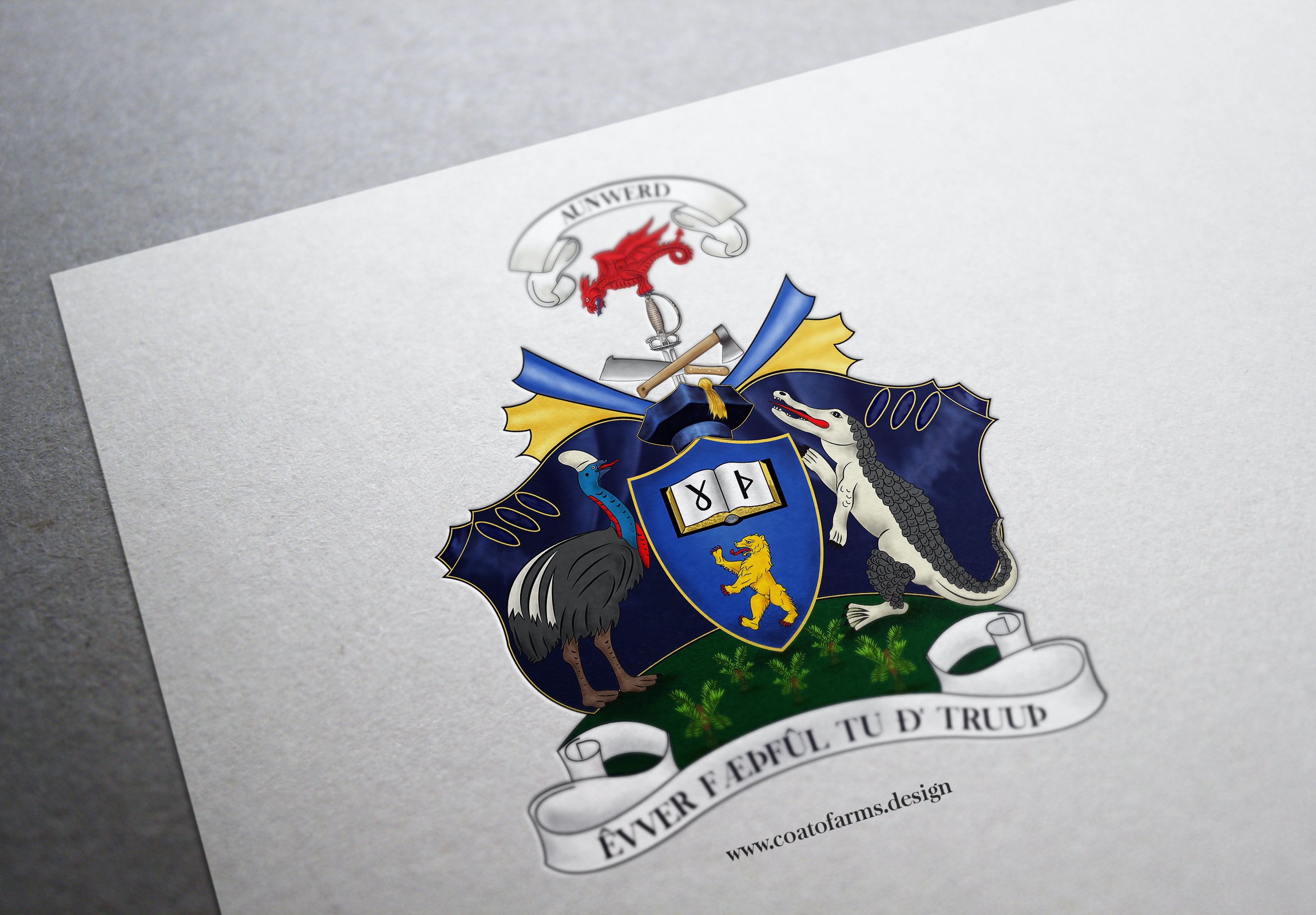 Coat of arms I designed for a PhD and a professional linguist from Australia big